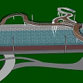 Modern Bridge Landscape Bridge Curved Streamline Bridge Trestle Overpass 3d model