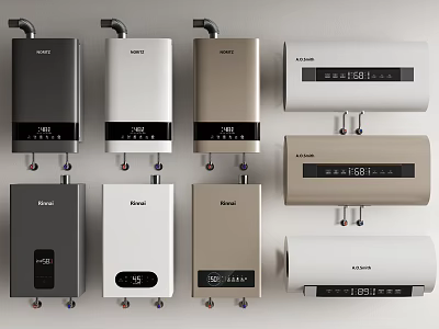 Modern Kitchen Appliances Water Heater with Black White and Gold Color Designs 3d model