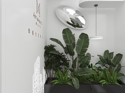 Modern plant green plant entrance wall model