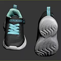 Black Mesh Sneakers With Turquoise Laces And White Sole For Casual Wear