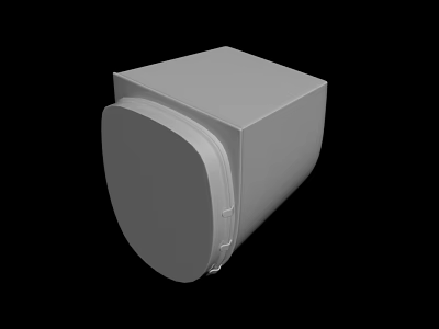 3D Rendered Grey Geometric Object With Square Body And Circular Front On Black Background 3d model