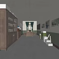 Vintage Office Interior With Wooden Desk Chairs Globe Calendar Blackboard And Green Curtains
