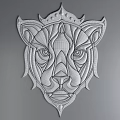 Wooden Lion Head Carved Wall Decor With Multicolored Wood Grain And Detailed Facial Features