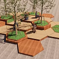 Modern tree pool tree pool seat 3d model