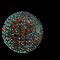 Abstract Sphere Art Installation With Intricate Teal And Brown Textured Surface