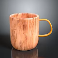 Wooden Mug With Yellow Handle For Daily Use And Home Decor