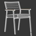 Modern Minimalist Chair With Black Metal Frame Wooden Armrests And Gray Padded Seat
