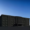 Modern Multi Story Office Building With White Blue Exterior And Large Glass Windows
