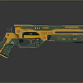 Futuristic Green And Yellow Sci Fi Gun Weapon With Modern Design Features