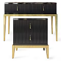 Modern Ribbed Front Storage Cabinets In Black White With Brass And Silver Legs