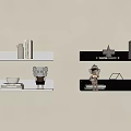 Minimalist Wall Mounted Shelves With LED Lighting Decorative Figurines And Books
