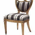 Classic Style Accent Chair With Black White Striped Upholstery Gold Carved Frame And Ornate Details