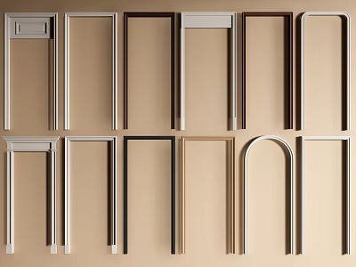 Various Modern Door Frame Designs In Different Colors For Home Interior 3d model