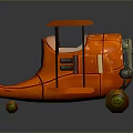 Vintage Orange Biplane Toy Model With Cosmic Aviation Design Elements