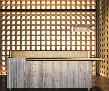 Hotel Lobby Bar Reception Desk Reception Hall Information Desk 3d model