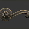 Elegant Vintage Brass Furniture Door Handle With Curved Scroll Design
