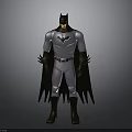 Batman Costume Design With Gray Suit Black Cape And Bat Symbol