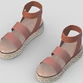 Brown Platform Sandals With Ankle Strap And Crisscross Woven Straps