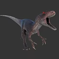 Realistic 3D Render Carnivorous Dinosaur With Open Mouth Sharp Teeth Red Head Marking 3d model