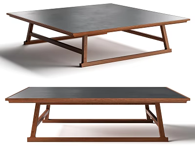 Modern Coffee Table With Crossed Wooden Legs And Black Tabletop Design 3d model