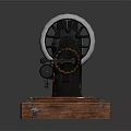 Vintage Sewing Machine With Ornate Decorative Patterns And Sturdy Wooden Base
