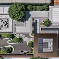 Serene Courtyard Garden Design With Stone Paths Trees Lush Greenery And Seating Area
