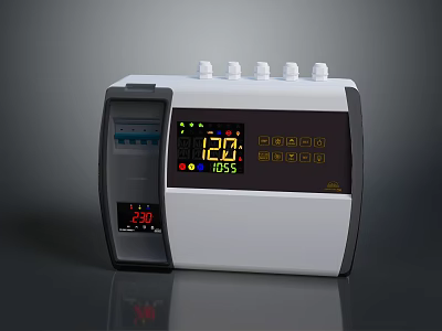 Medical Monitoring Device With White Black Design Top Control Knobs And Digital Display Screen 3d model
