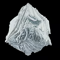 Abstract White Sculpture with Intricate Swirling Textures and Irregular Organic Form on Black Background