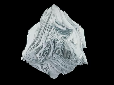 Abstract White Sculpture with Intricate Swirling Textures and Irregular Organic Form on Black Background 3d model