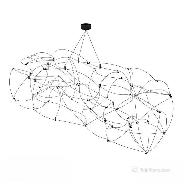 Unique Shape Chandelier With Intricate Wire Structure For Modern Interior Decoration 3d model 