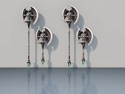 Modern Decorative Hinged Doors With Intricate Metal Patterns And Green Accents 3d model