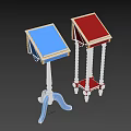Stylish Decorative Side Tables In Blue And Red With Gold Accents For Home Living