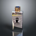 Transparent Square Dolce Gabbana Bottle With Gold Crown And Black K Logo