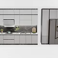 Modern Kitchen Cabinets Interior Design With Upper Lower Units Sink And Plants 3d model