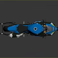 Blue Sport Motorcycle With Streamlined Design Black Seat And Green Rims