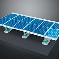 Efficient Modern Solar Panel System with Blue Panels and Green Mounting Brackets for Home Use 3d model