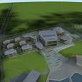 Modern Commercial Complex Architectural Design With Green Spaces Trees And Urban Integration
