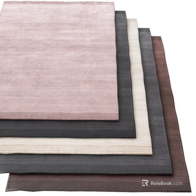 Stylish Square Rugs in Various Colors Stacked for Modern Home Interior 3d model 