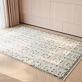 Square Rug with Floral Pattern on Wooden Floor in Bright Living Space