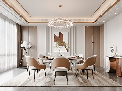 Light Luxury Restaurant Room 3d model