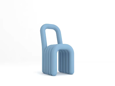 Modern Blue Accent Chair With Curved Backrest And Streamlined Ergonomic Design 3d model