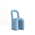 Modern Blue Accent Chair With Curved Backrest And Streamlined Ergonomic Design