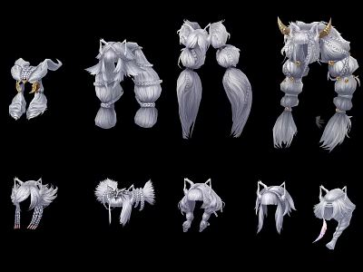 Game and Movie Character Hairstyle Collection Featuring Braided Ornamental and Long Hair Styles 3d model