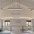 Spacious Bright Yoga Fitness Studio With Colorful Yoga Mats Exercise Balls And Dance Barres