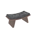 Modern Wooden Stool With Angled Legs And Black Cushioned Seat For Indoor Seating