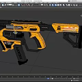 Sci Fi Futuristic Weapon Pistol with Yellow Black Color and Model M4SH Design