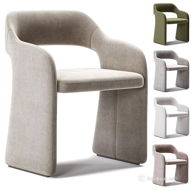 Modern Upholstered Accent Chair With Curved Armrests And Multiple Color Options For Home Decor 3d model 