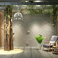 New Chinese style landscape sketch sandpit combination dry branch 3d model