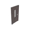 Brown And White Hinged Doors With Geometric Pattern Glass And Metal Handles