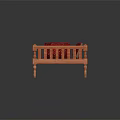 Traditional Wooden Sofa With Red Patterned Cushions Ornate Armrests And Carved Legs